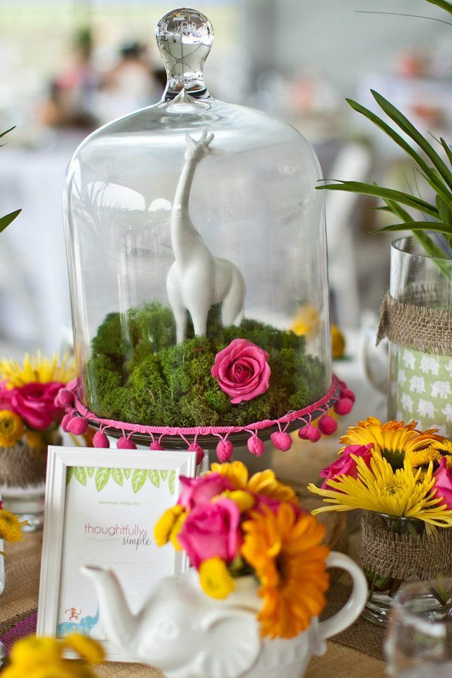 animal & moss wedding centerpieces