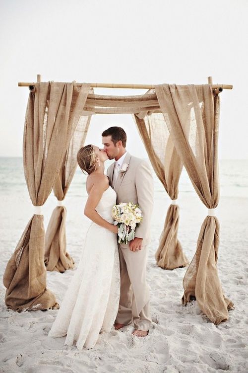 burlap beach wedding arch