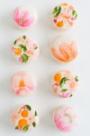 coral and pink floral macarons