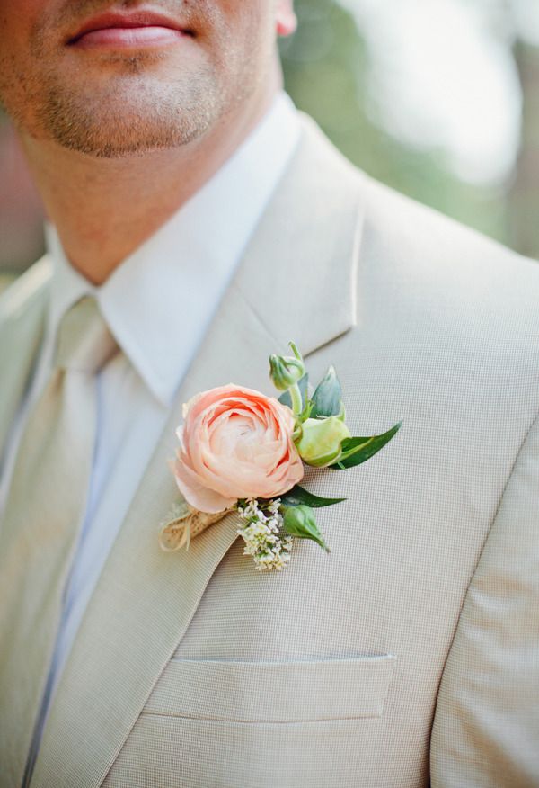 coral ranunculus boutonniere