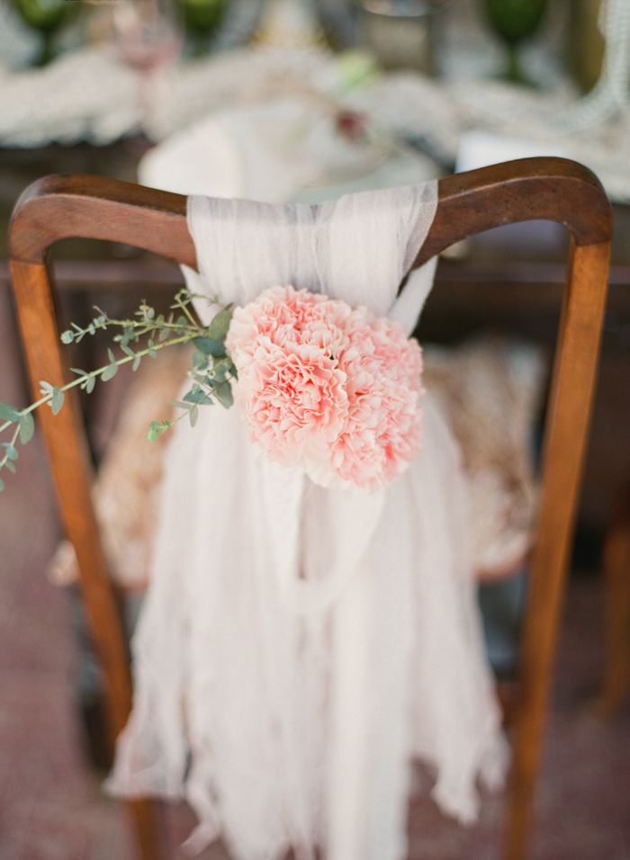 coral wedding chair decor