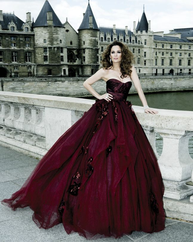 deep red wedding dress