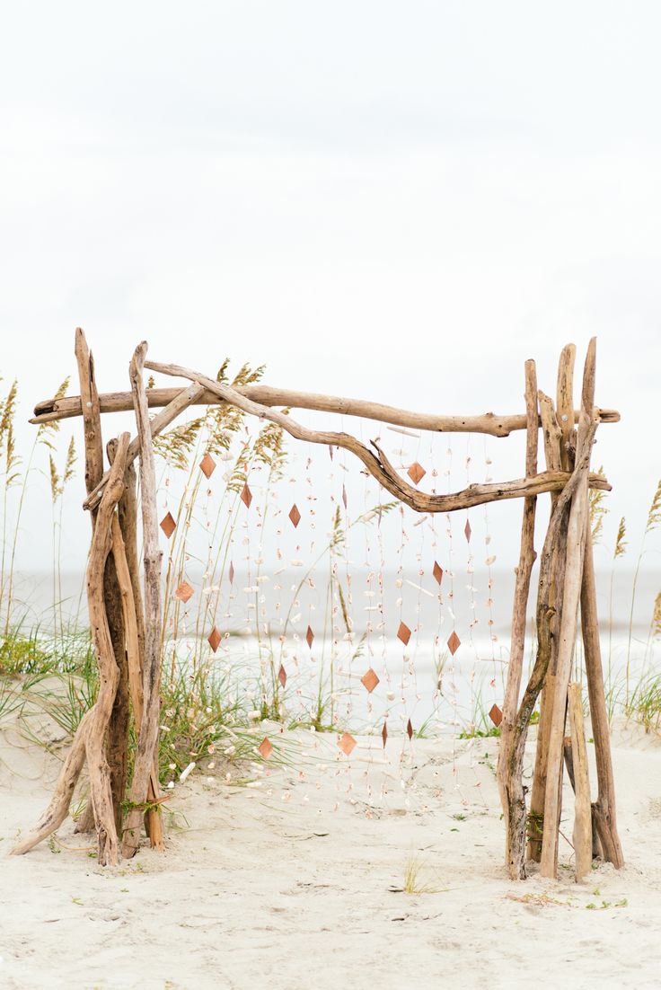 driftwood beach wedding altar ideas