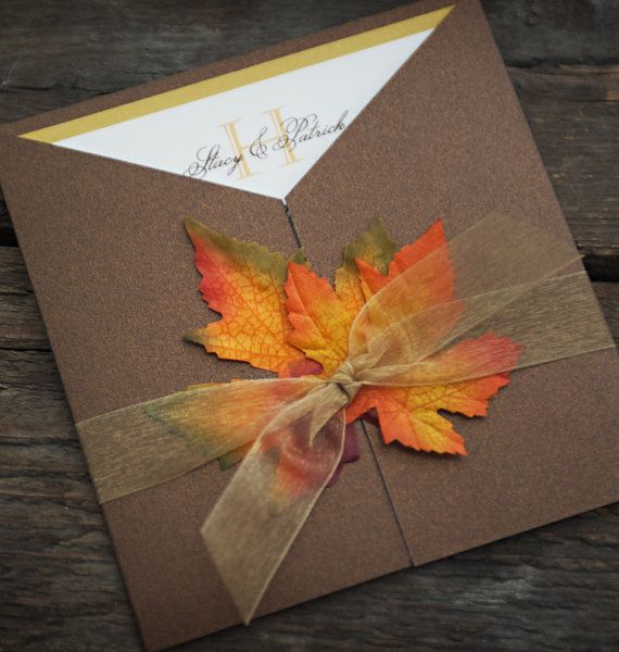 40+ Gorgeous Fall Leaves Wedding Ideas 20 fall wedding invitation with fall leaves