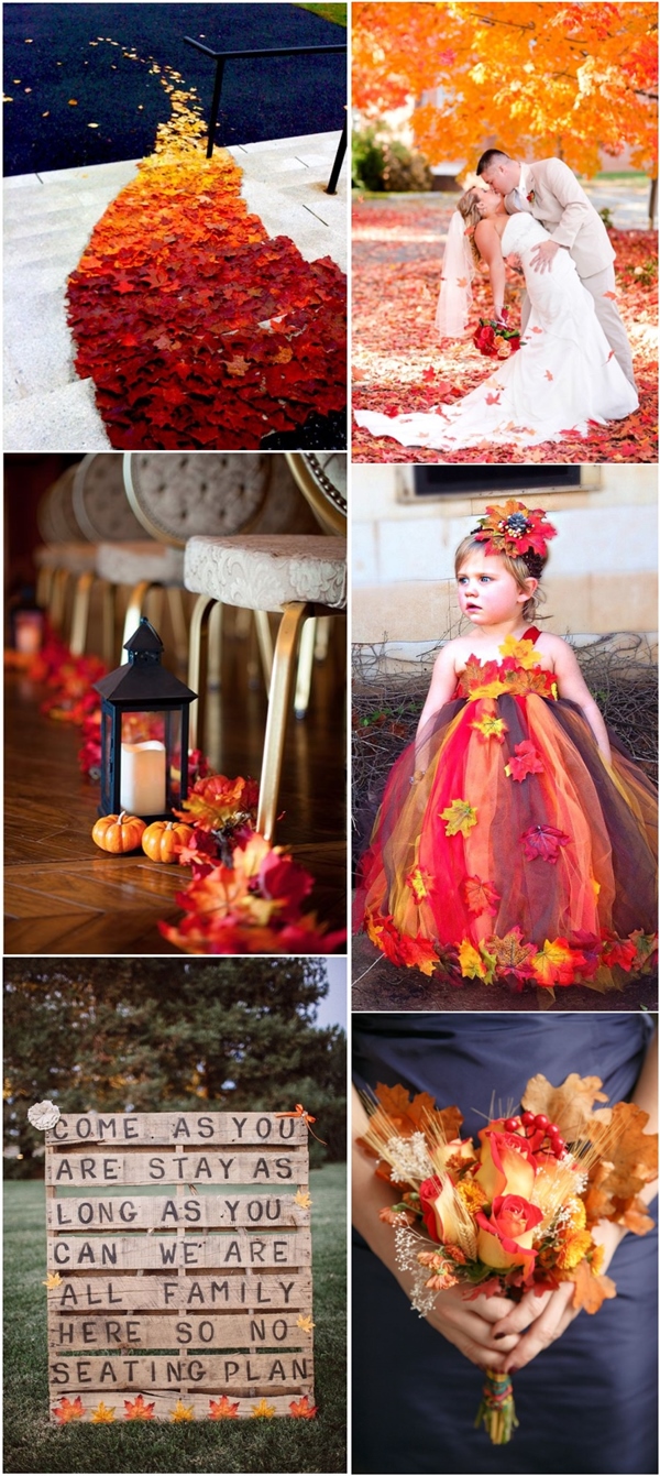 fall wedding theme ideas- autumn leaves wedding decor