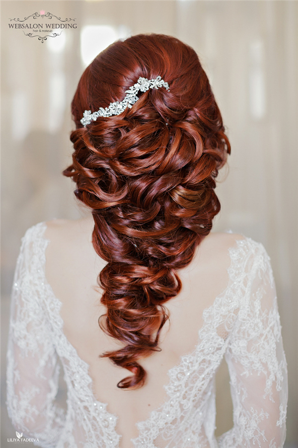 long hairstyle with beaded hair accessories