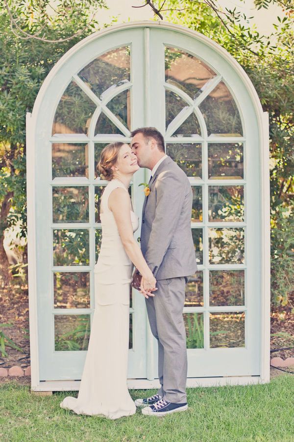 mint door wedding backdrop