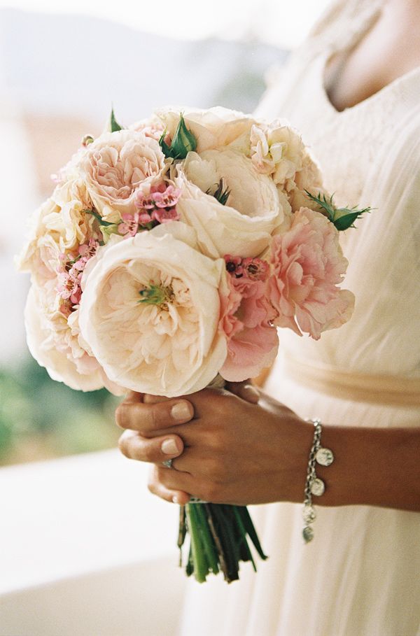 pastel garden rose bridal bouquet