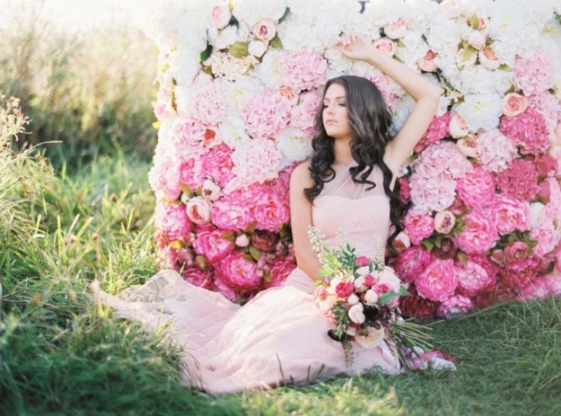 pink ombre flower wall backdrop