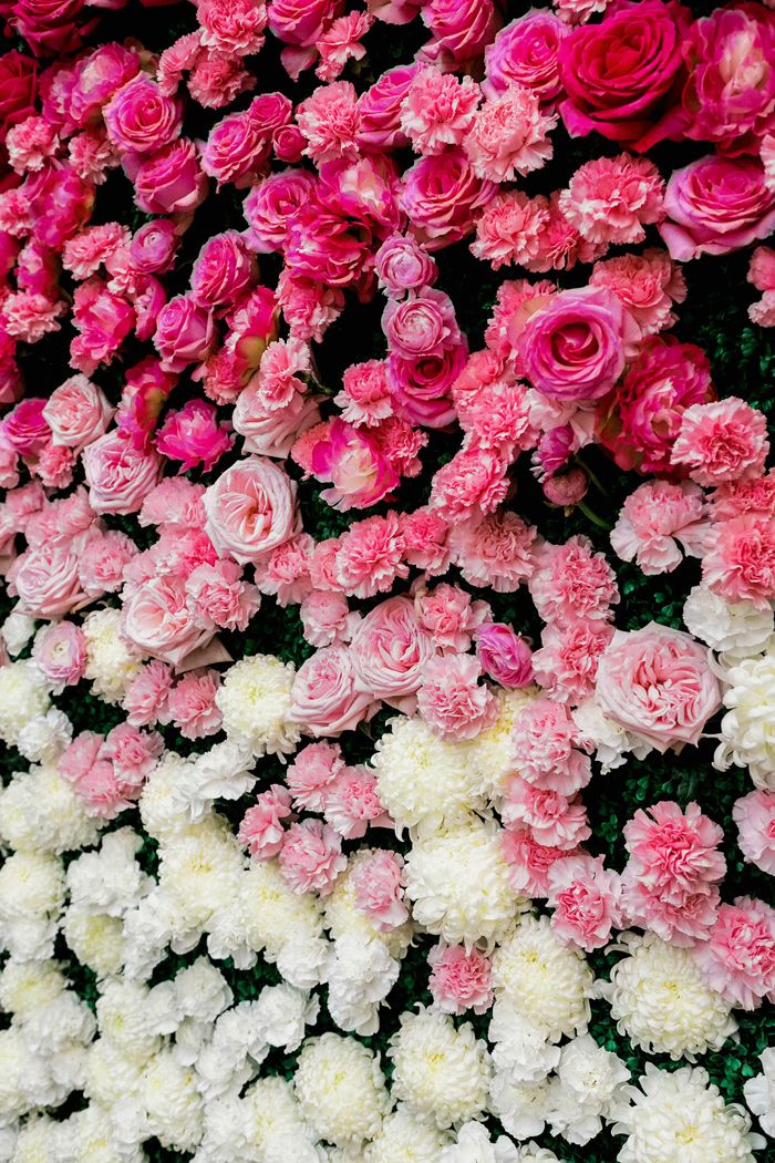 pink ombre flower wall wedding backdrop
