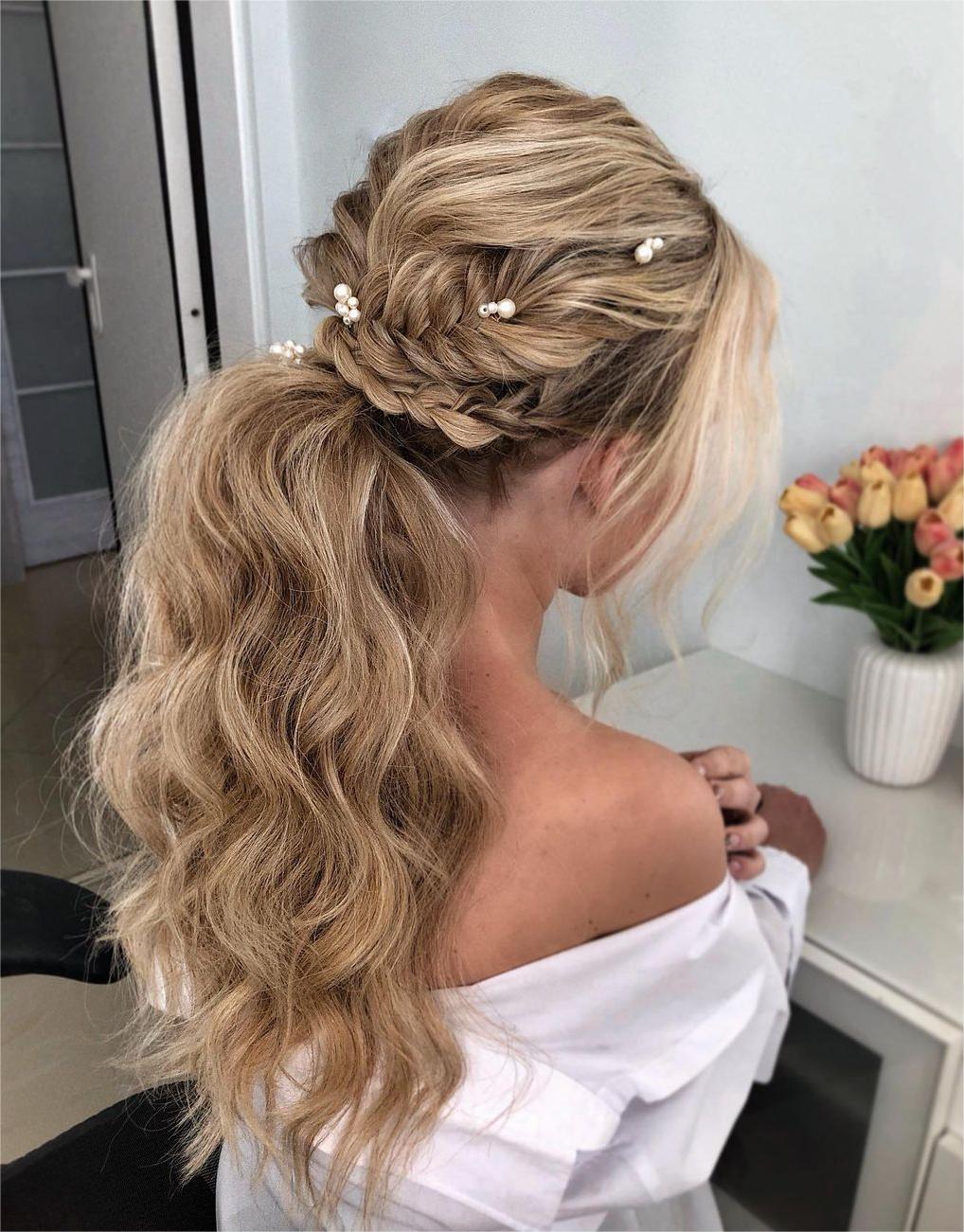 ponytail hairstyles for wedding with braids via zhanna_syniavska
