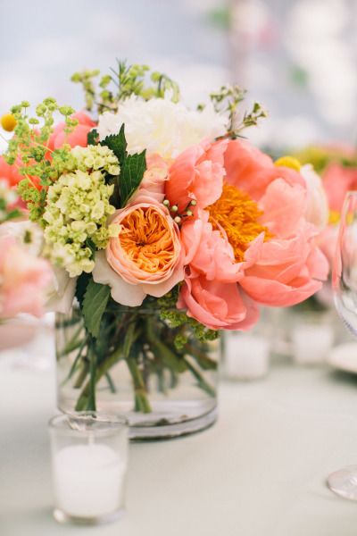 pretty coral wedding centerpieces