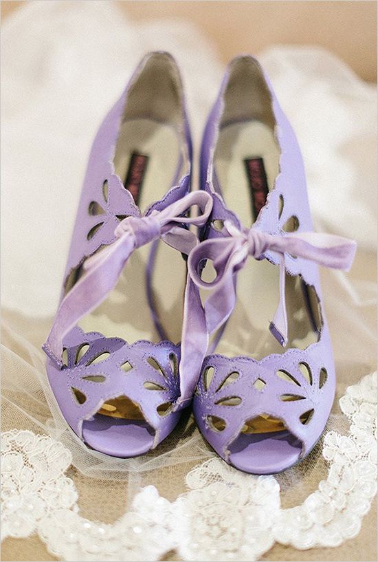 purple lace wedding shoes