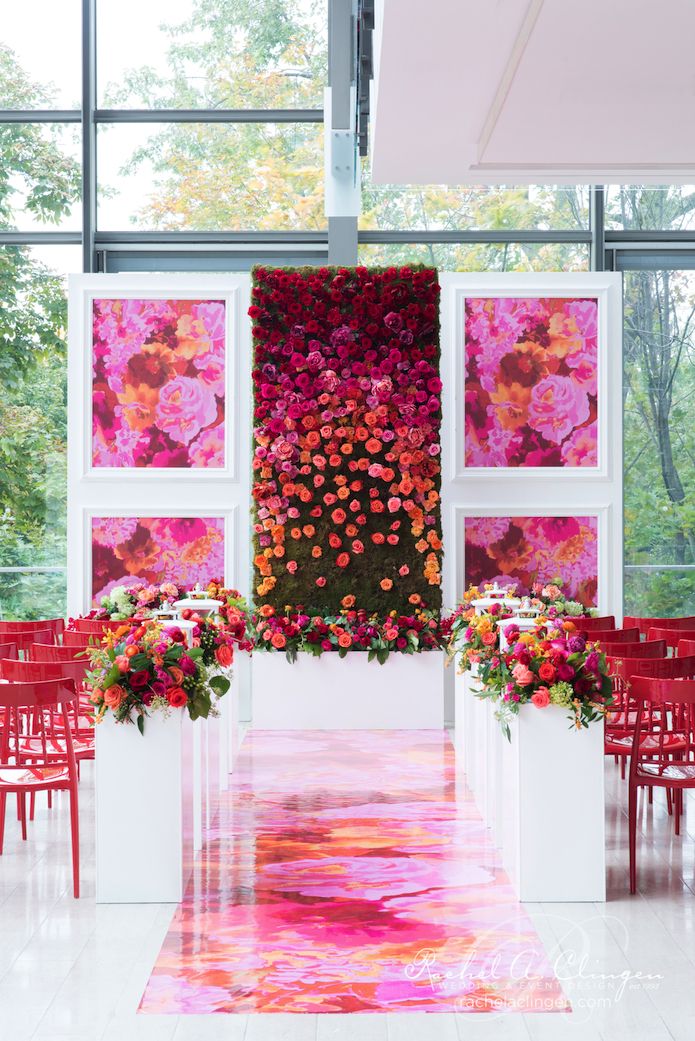 35 Dreamy Indoor Wedding Ceremony Backdrops 2 red flowers wedding backdrop ideas