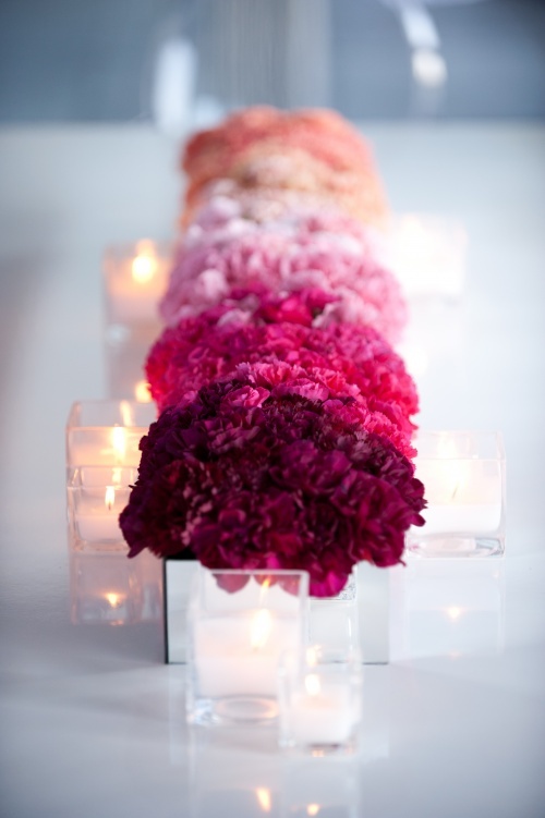 red ombre wedding centerpiece