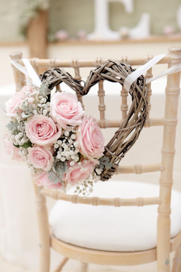 roses hearts wedding chair decor ideas