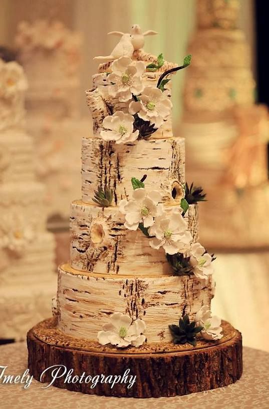 rustic birch cake ideas