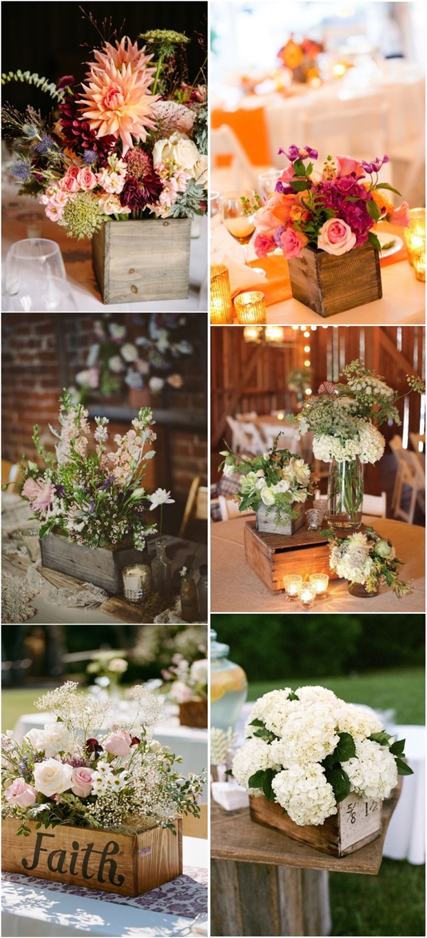 rustic country wooden box wedding decor ideas