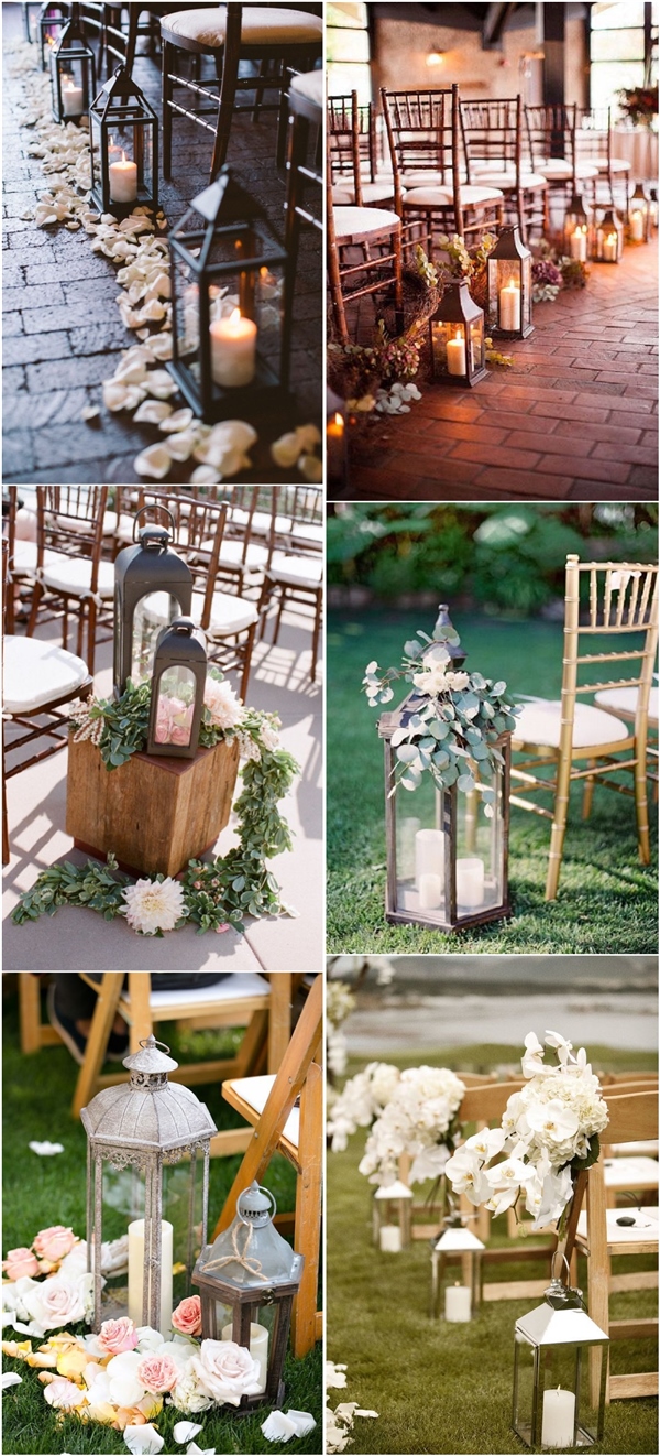 rustic lantern wedding aisle decor ideas