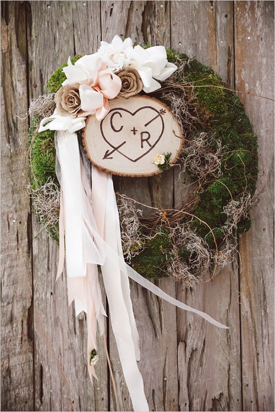 35 Pretty Monograms & Initials Wedding Ideas for Your Big Day 31 rustic wreath wedding ideas
