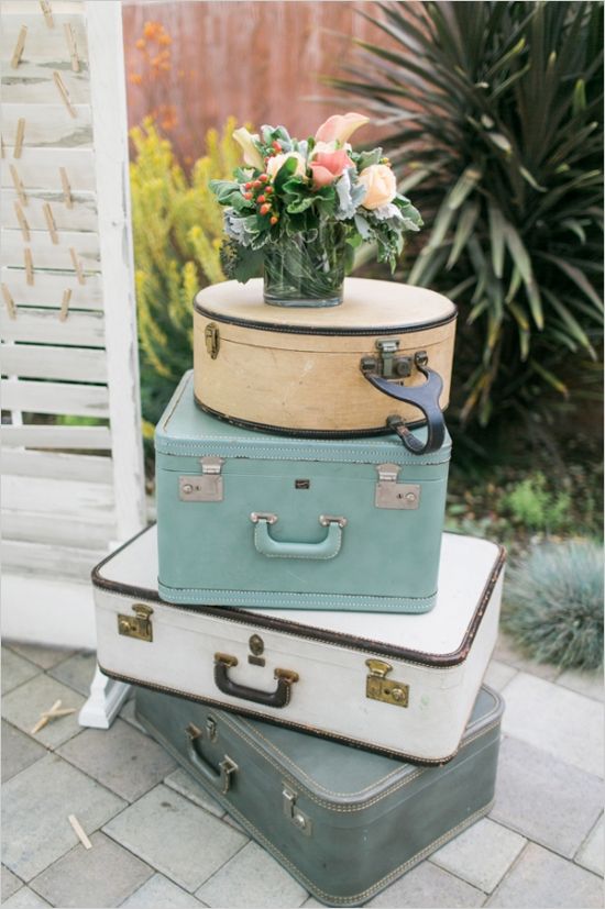 suitcases garden wedding decor ideas