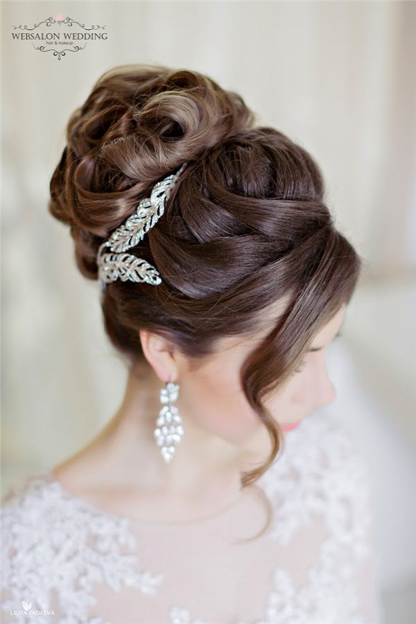 topknot wedding hairstyle with headpieces