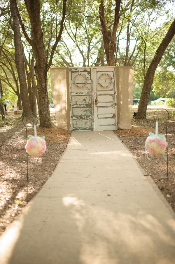 vintage doors ceremony backdrop