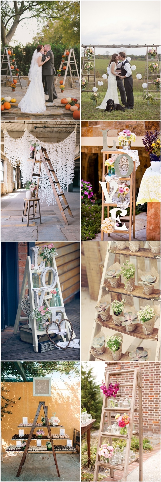vintage rustic country wedding decor ideas- ladder wedding ideas