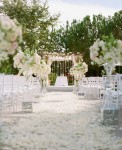 vintage white wedding aisle decor