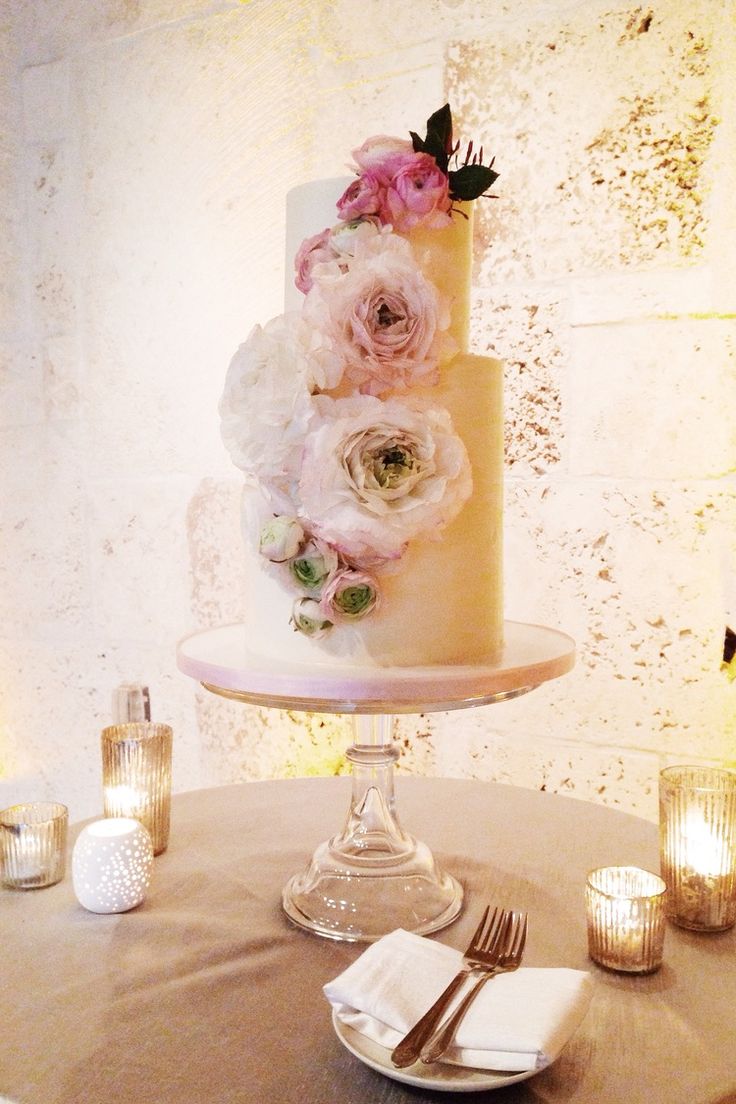 wedding cake with watercolor flowers idea