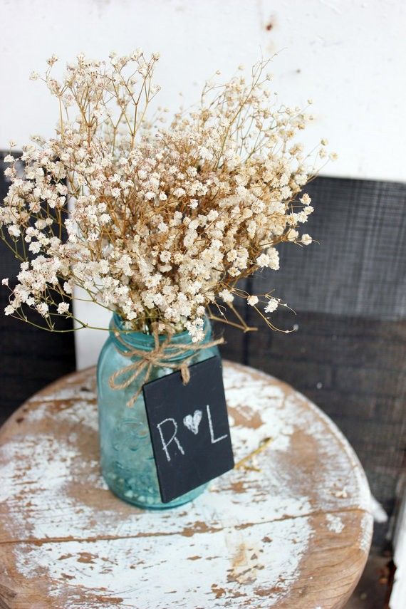 Something Blue: 45 Rustic Blue Mason Jars Wedding Ideas 19 wedding chalkboard tags - counrty barn wedding table numbers