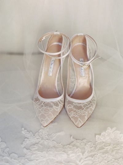 white vintage lace wedding heels
