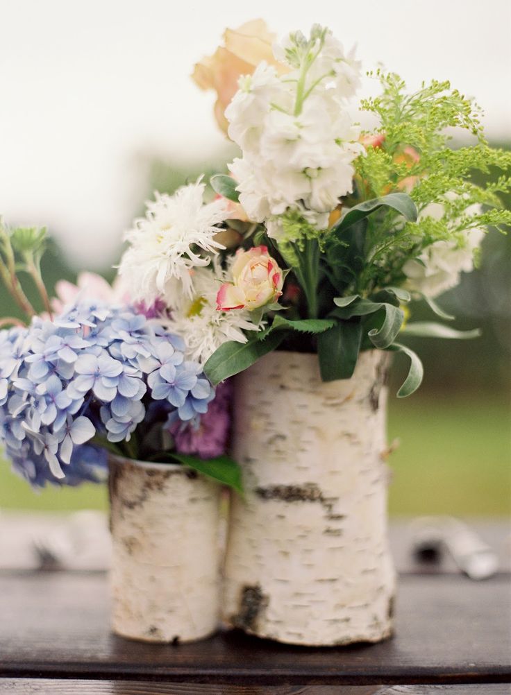 winery birch bark wedding centerpiece