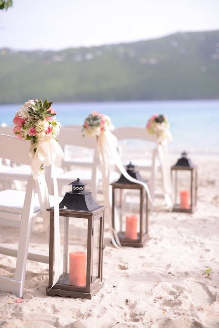 45+ Coral Wedding Color Ideas You Don't Want to Overlook 32 wooden lanterns with coral pillar candles lining the aisle