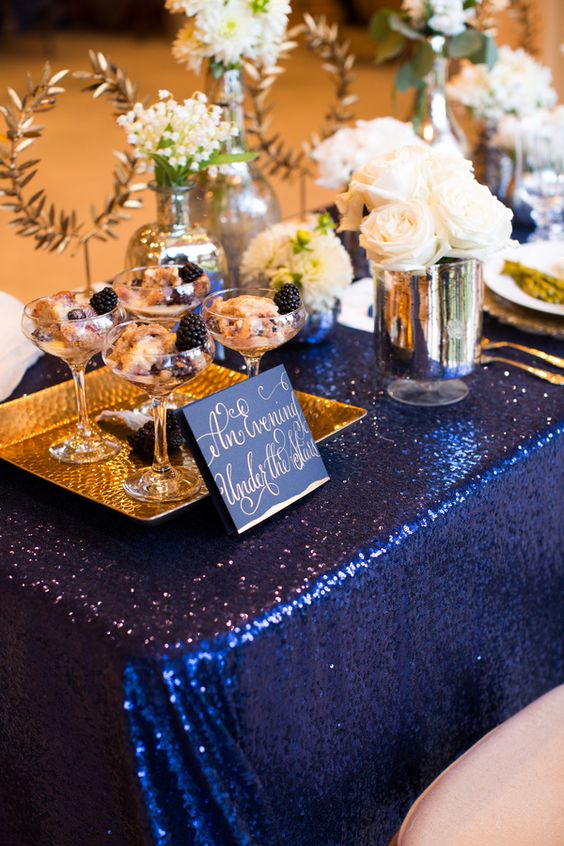 Barn Navy and Blue Wedding Table Runner Idea
