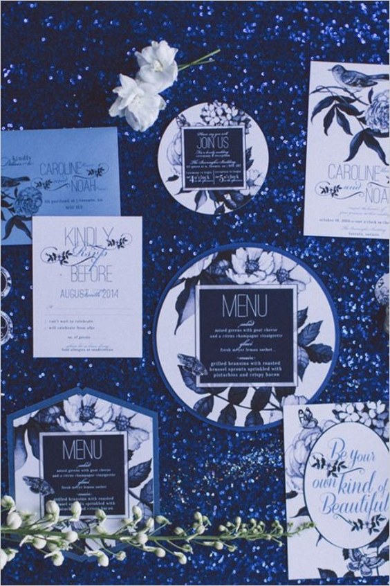 Black, white, and blue very chic wedding ideas
