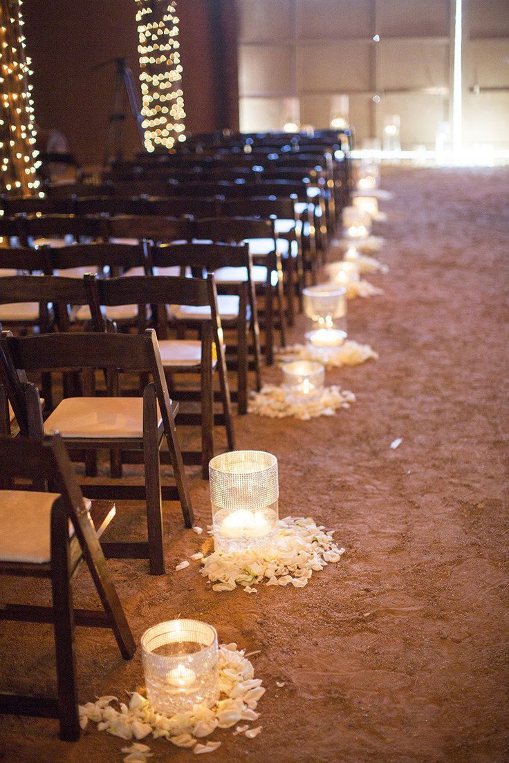 Candles in this barn wedding