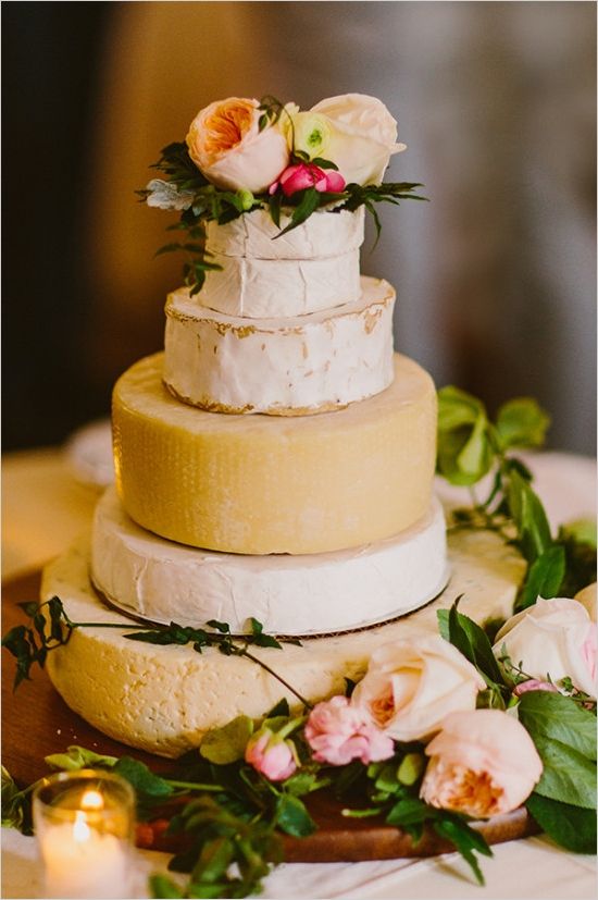 Charming chapel wedding with an amazing cheese wheel cake