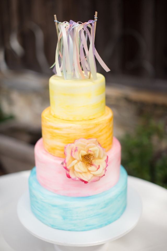Colorful pastel wedding cake
