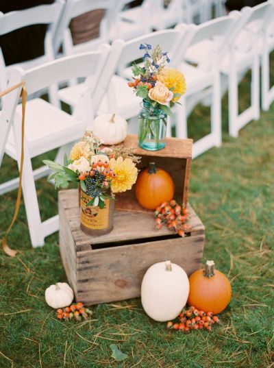 Fall wedding decor with a rustic twist and pumkins