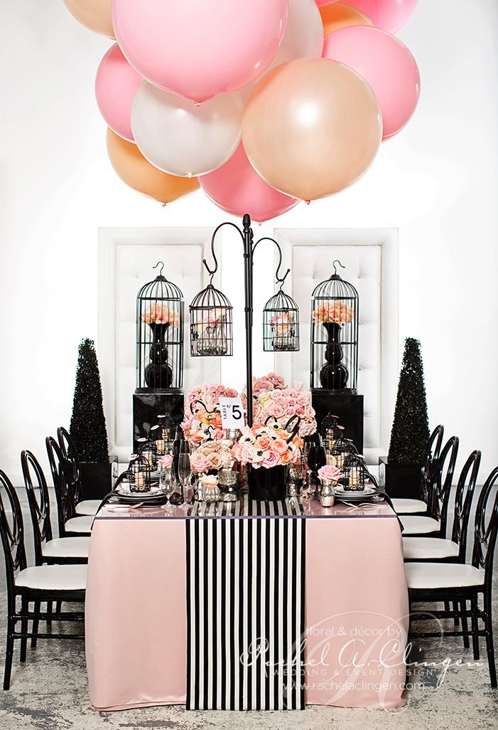 Paris themed black & pink tablescape