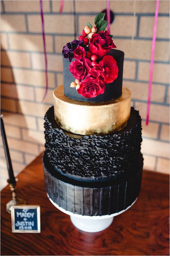 Red and Black Wedding Cake Ideas Deer Pearl Flowers