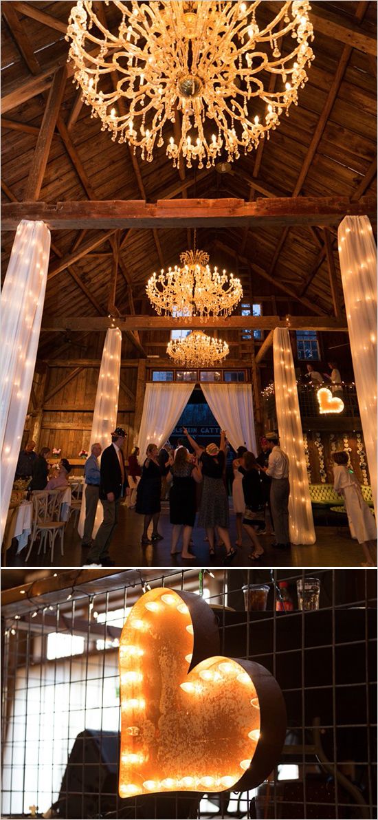 30 Romantic Indoor Barn Wedding Decor Ideas with Lights 22 Rustic chic farm wedding decor ideas