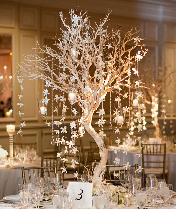 Tall wedding centerpiece for winter