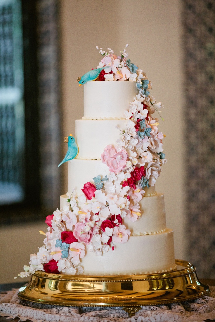 Whimsical Floral Fairytale Wedding Cake