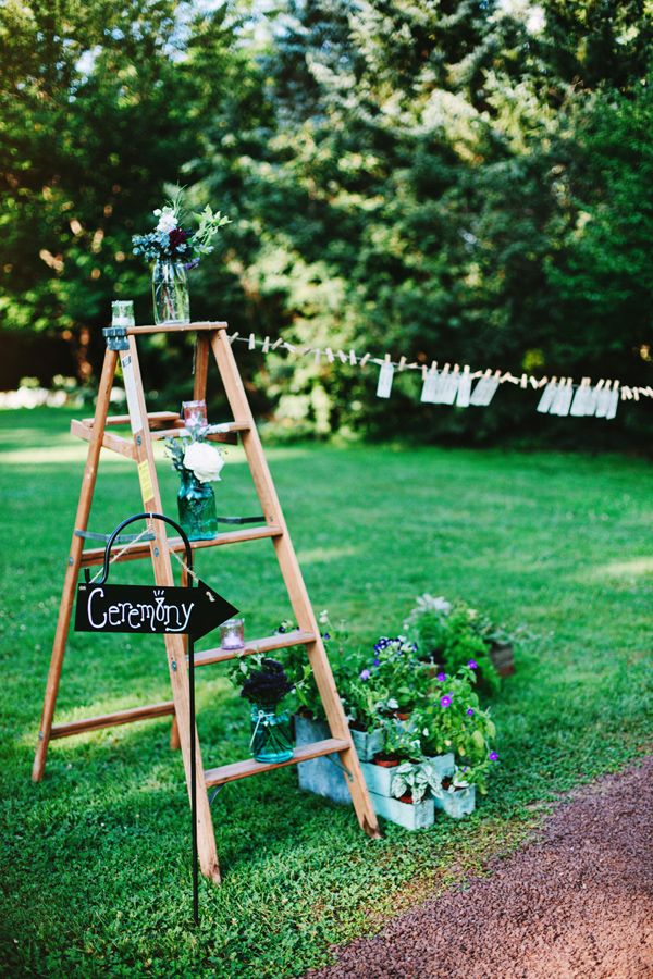 backyard ceremony signs and decor