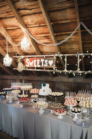 30 Romantic Indoor Barn Wedding Decor Ideas with Lights 10 candy lolly dessert buffet barn wedding rustic country ideas