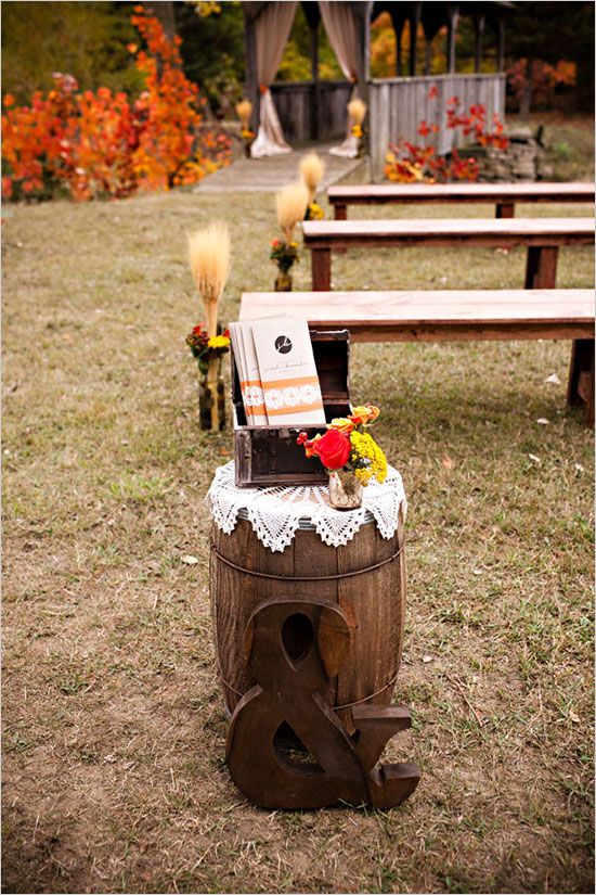 Another 20 Rustic Wine Barrels Wedding Decor Ideas 13 fall wedding ideas- rustic wedding program ideas