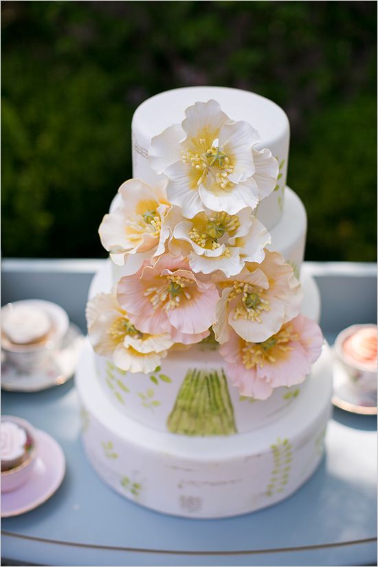 flower filled wedding cake