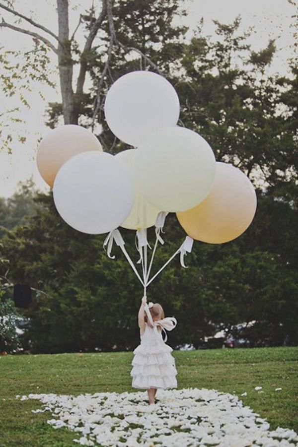 flower girl and giant ballons wedding ideas